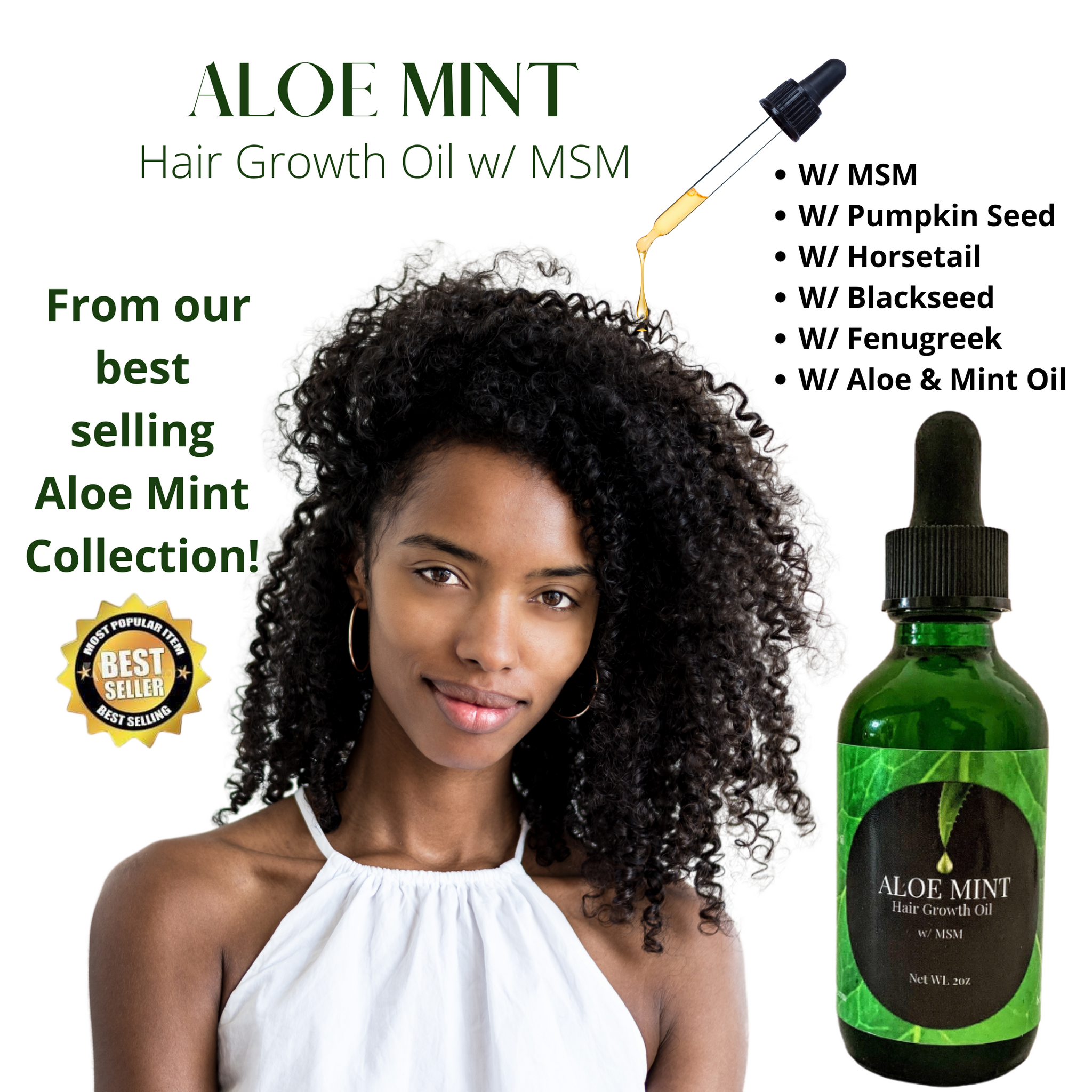 Aloe Mint Hair Growth Oil w/ MSM - SJ Health & Beauty LLC