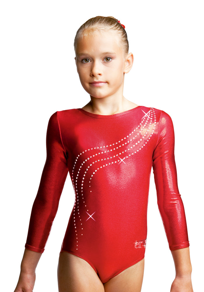 Ervy Ava Long Sleeved Leotard Red Elite Gymnastics 