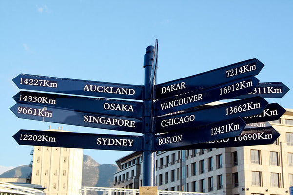 photo of signpost at v & a waterfront capetown for seahorse silks wearable art scarf