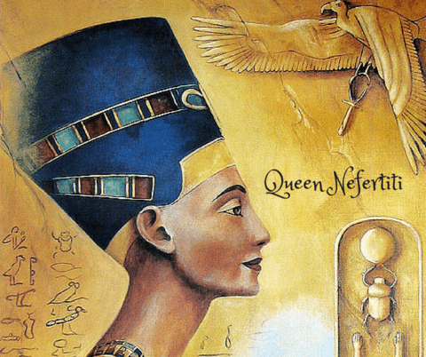 queen nefertiti wearing a scarf as a headdress