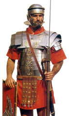 roman soldier wearing neck scarf with armour