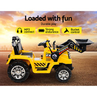 Kids Ride On Bulldozer Digger Electric Car - Yellow
