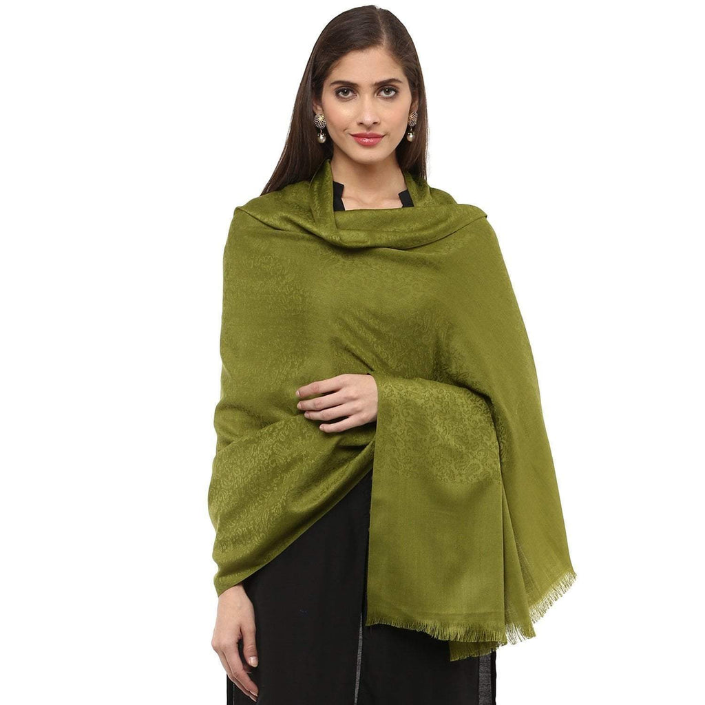 Olive Green Jamawar Pashmina Shawl