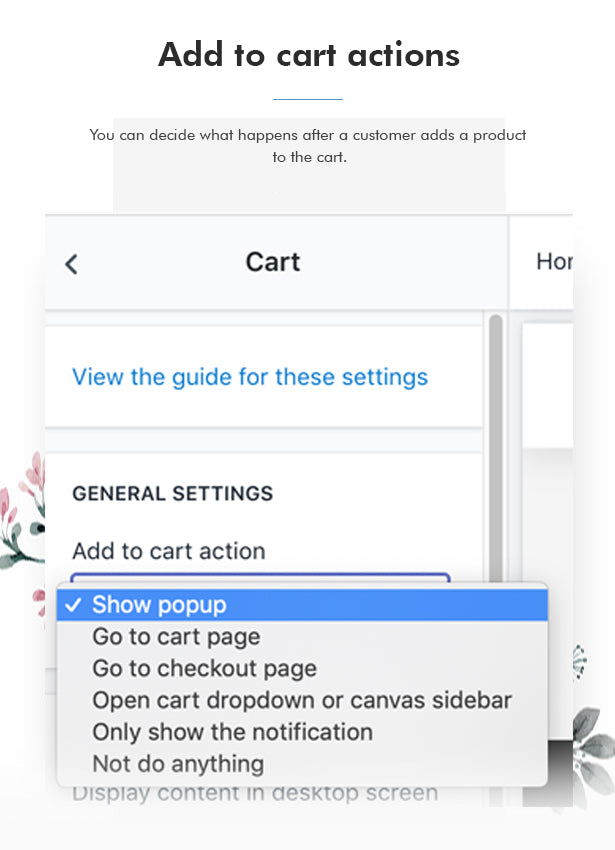 Specify the actions after a customer adds a product to the cart