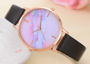 Leather Rainbow Marble Watch