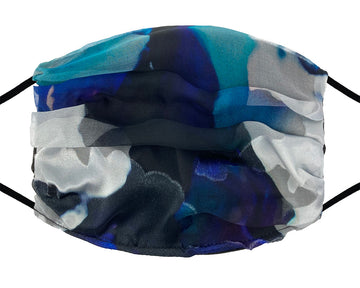 Fashion Mask - Silk -  Blue and Black Burnout