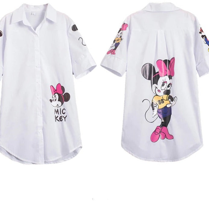 Coco Minnie Mouse Printed Summer Shirt Dress – TrenBee