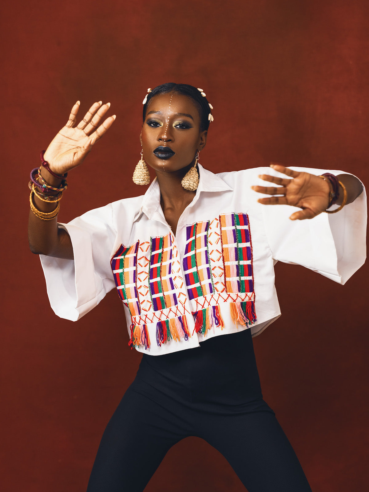 White Fulani Embroidered Crop Top