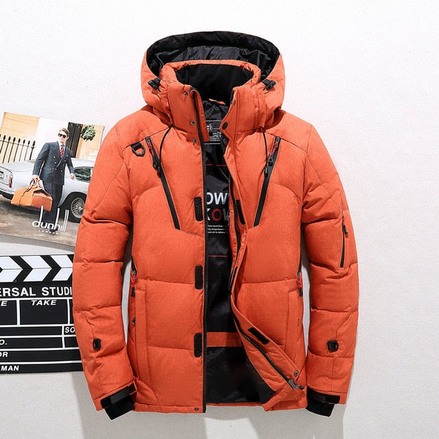 mens hooded down parka