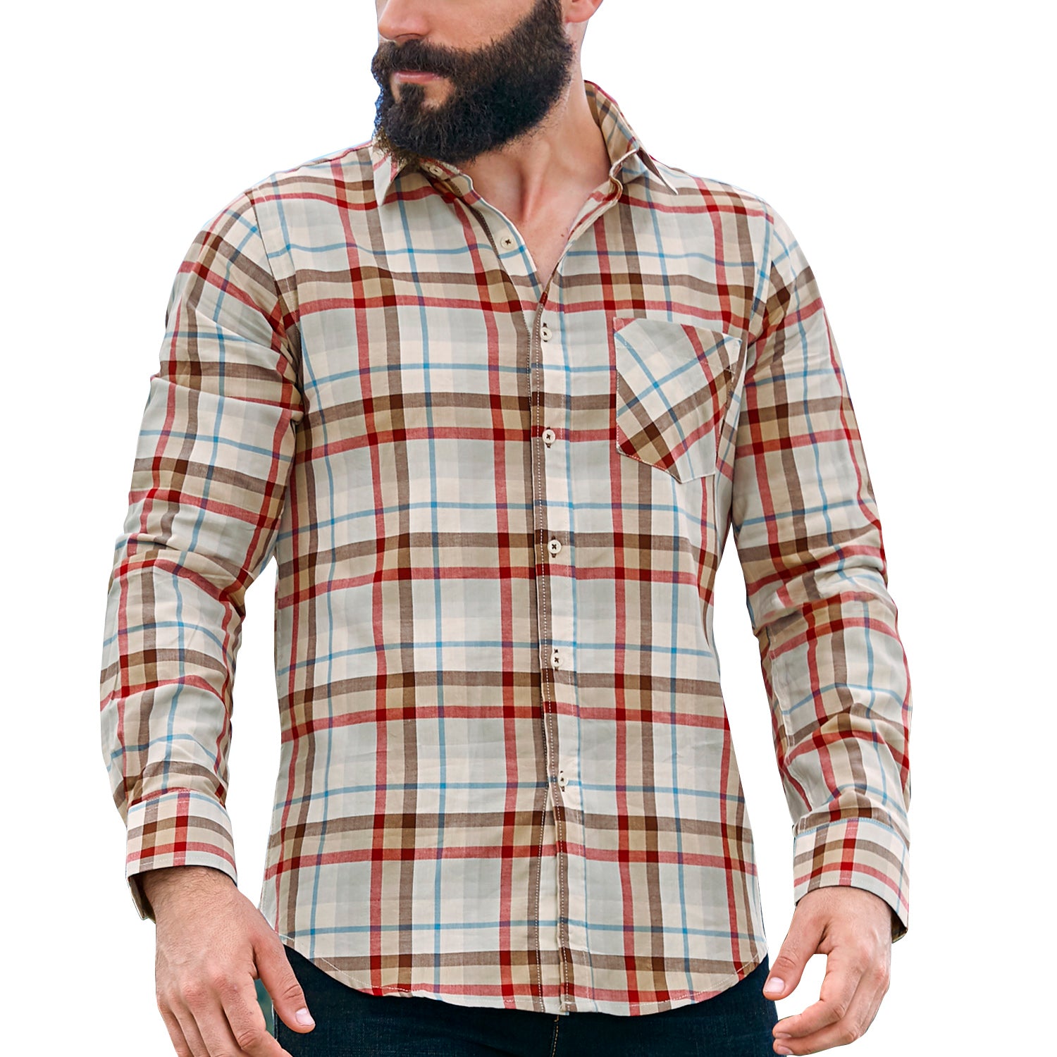 Download Camisa Vestir Hombre Multicolor Líneas Algodón con ...