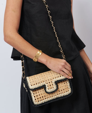 GINEVRA RATTAN AND RAFFIA BAG