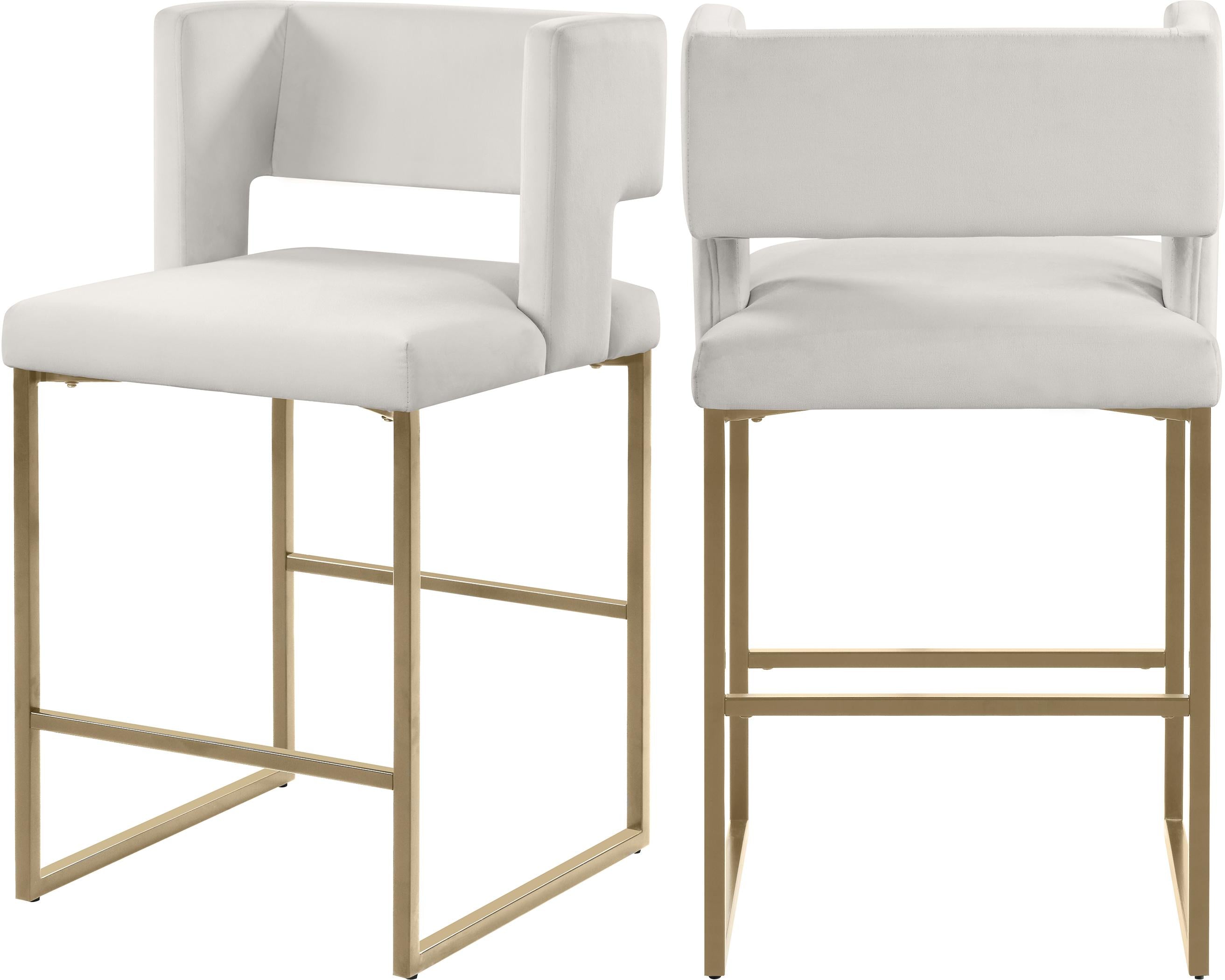 Caleb Cream Velvet Counter Stool
