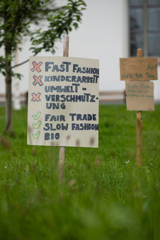 Fair trade protest sign.