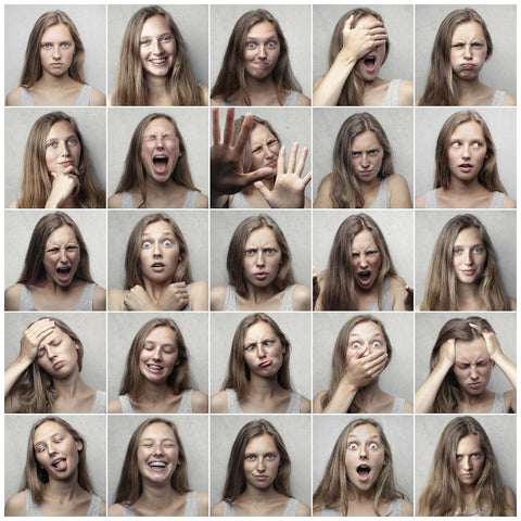 A woman portraying a variety of emotions.