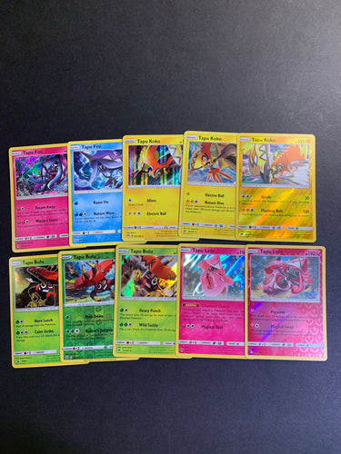 Pokemon Tapu Fini, Lele, Bulu & Koko V Card Lot - 11 Cards - Holo