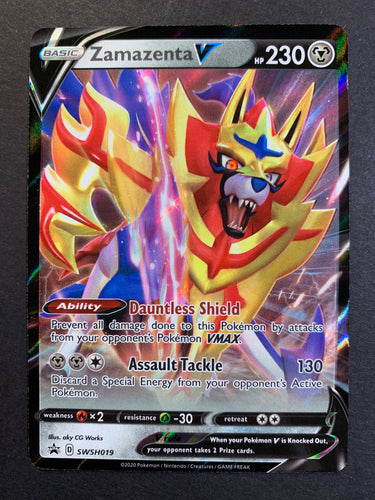 Mavin  Pokemon Card : ZAMAZENTA V 196/202 Sword Shield Holo Full Art Ultra  Rare NM/M