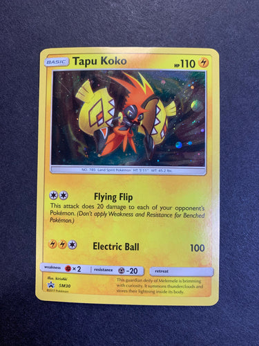 Pokemon Black Star Promo Card: TAPU KOKO GX - SM33 - HALF ART