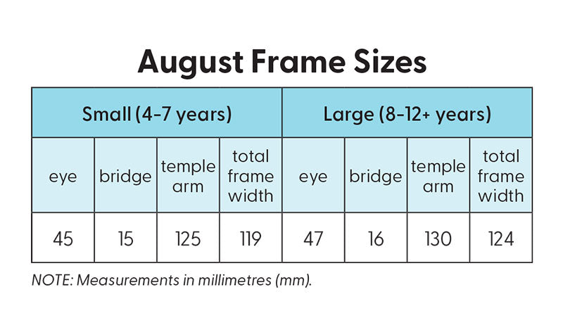 august kids frames sizes