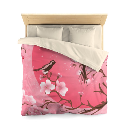 Asian Illustration Japanese Cherry Blossom Microfiber Duvet Cover