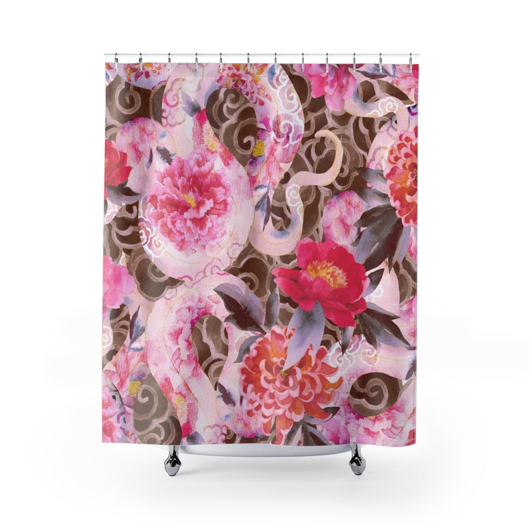 pink and brown shower curtain