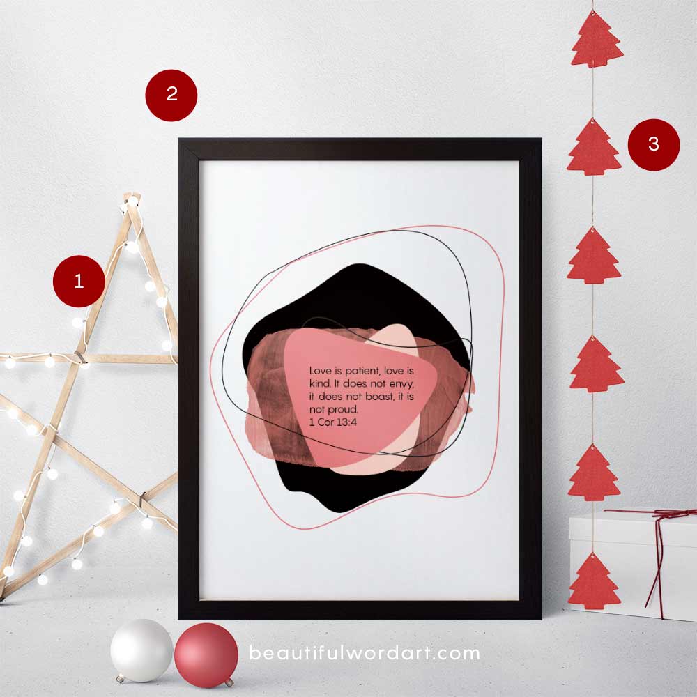 Inspirational Wall Art and Christmas decorations red and white