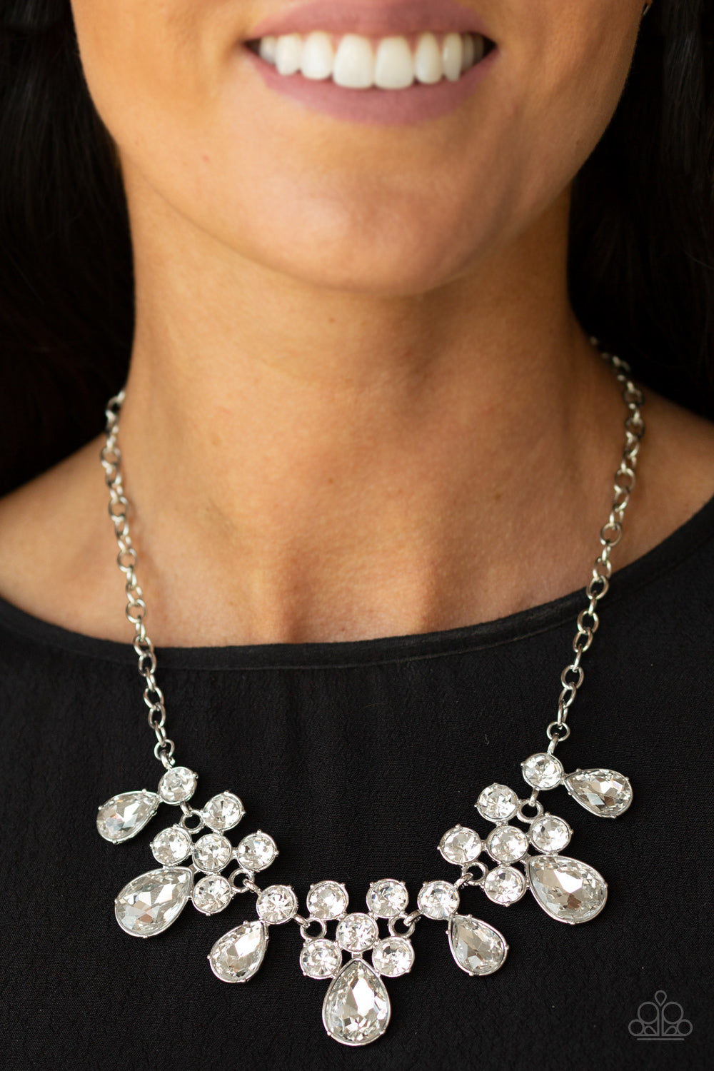 diamond debutante white necklace paparazzi