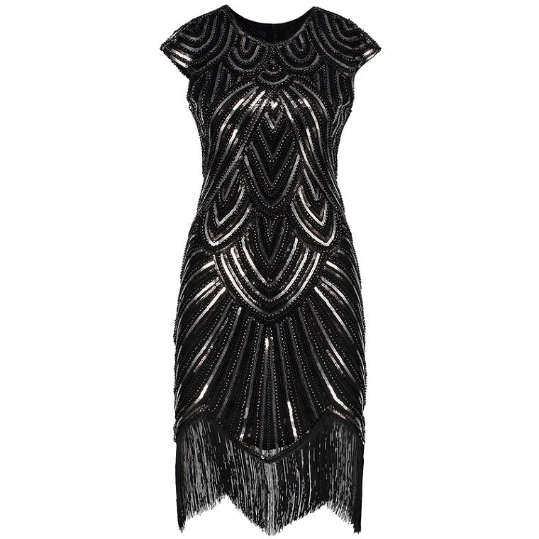 Verwonderend Art Deco Great Gatsby Dress ONeck Cap Sleeve Vintage Sequin Bead YP-63