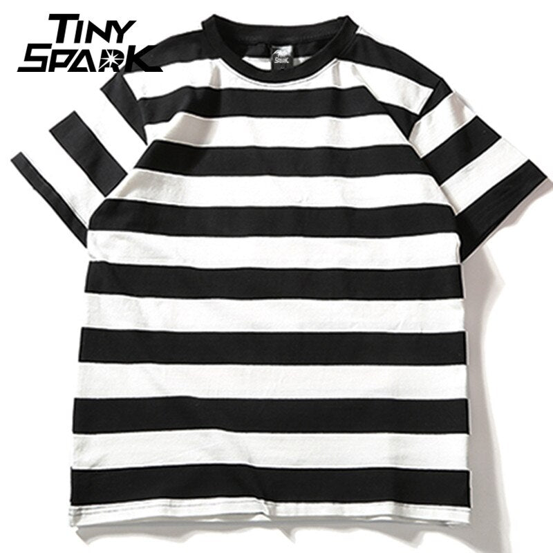 striped t shirt mens black and white