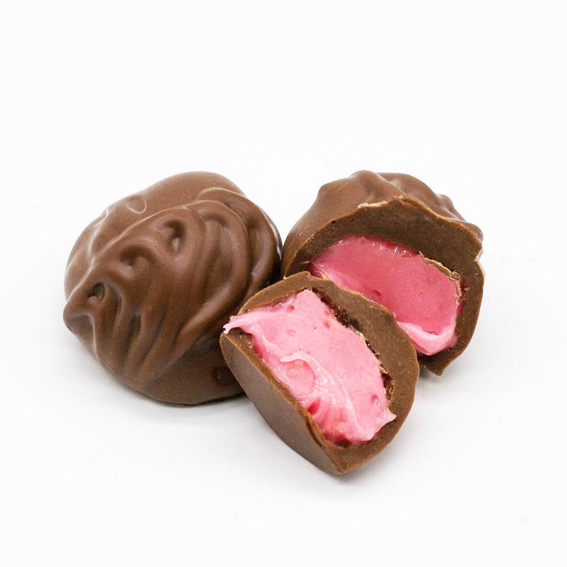 Raspberry Creams Dark Chocolate (14/tray, 7 oz) by Abdallah Candies