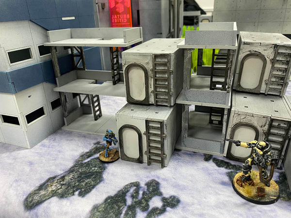 Completed Capsule Housing and Scaffolding adds a variety of smaller, modular terrain pieces to your table