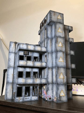painted cabbage palm apartment block brutal cities wargaming terrain