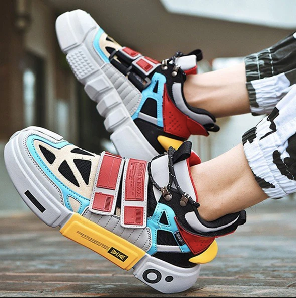 multi color gym shoes