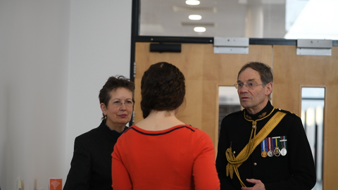 Col Ian Lonsdale at an official gathering at Rehook HQ with Anna Taylor-Maughan