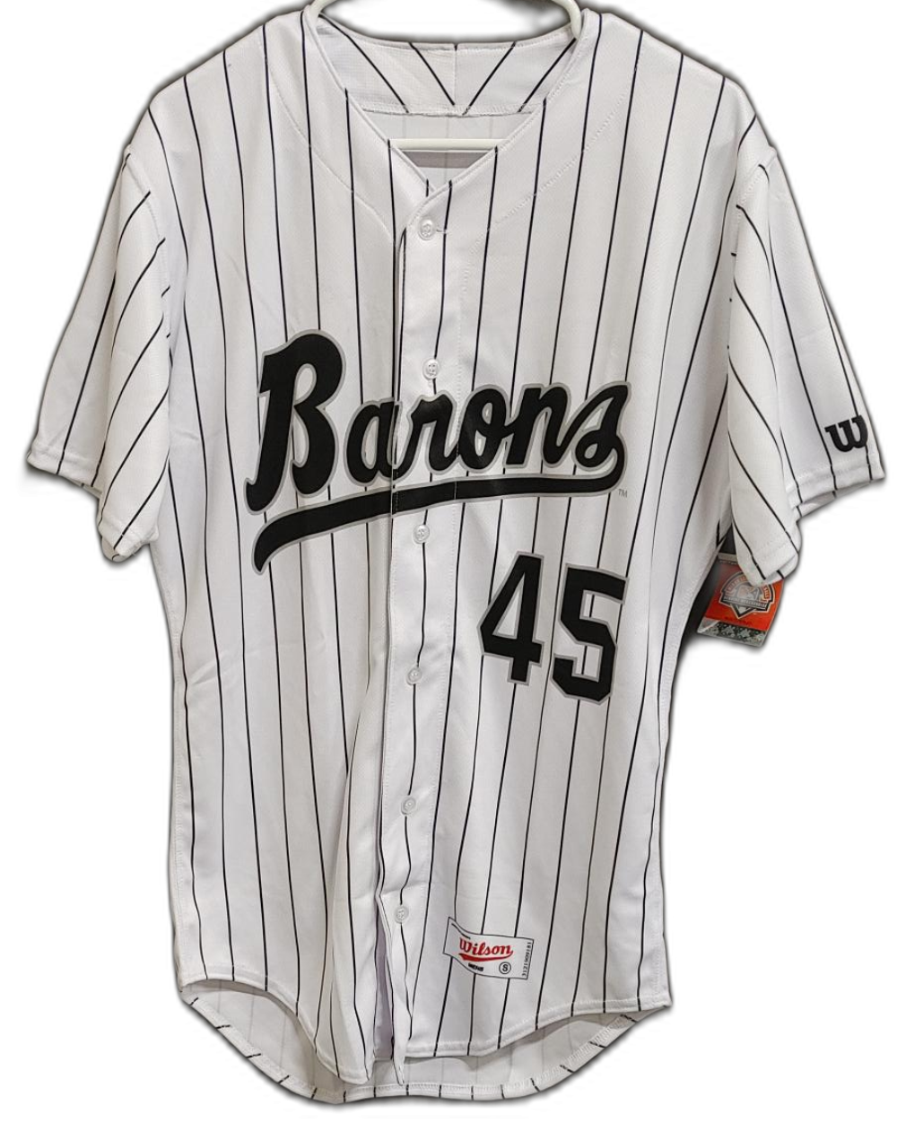 #45 Barons White Pinstripe Jersey - Birmingham Barons product image