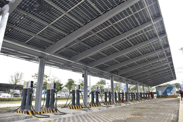 parking lot with solar panels