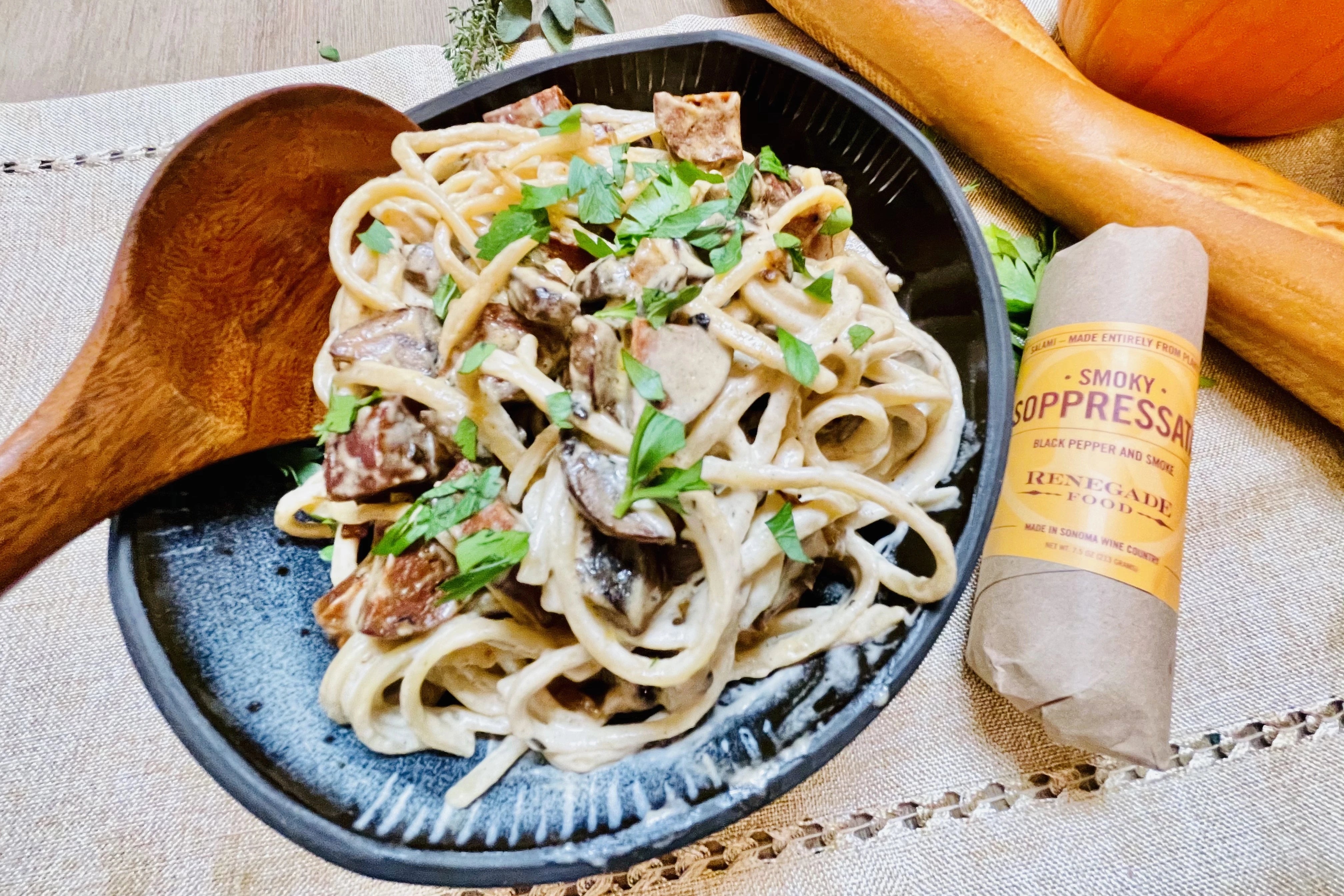 Linguini Alfredo with Mushrooms