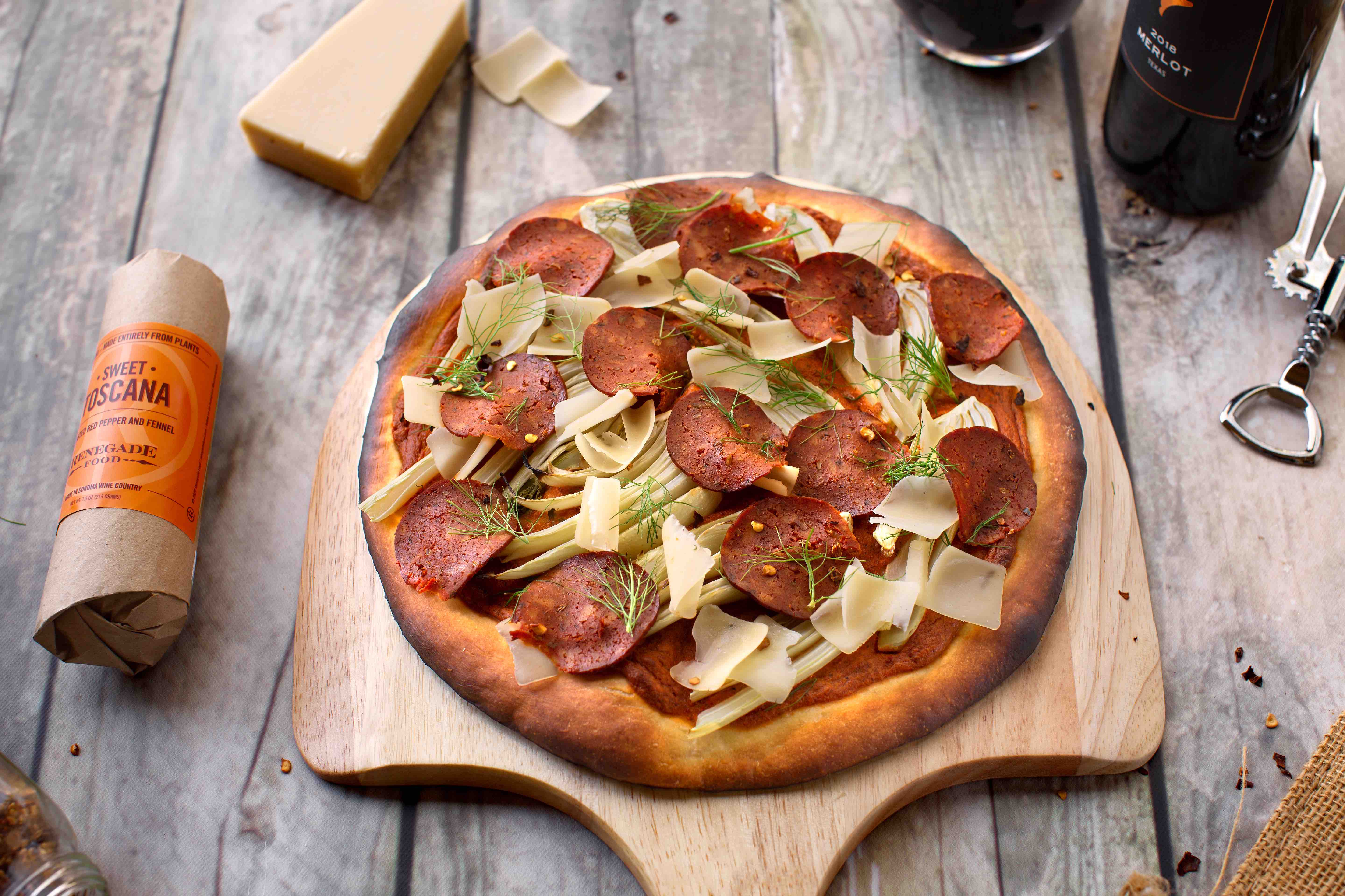 Plant-based Roasted Fennel Romesco Pizza