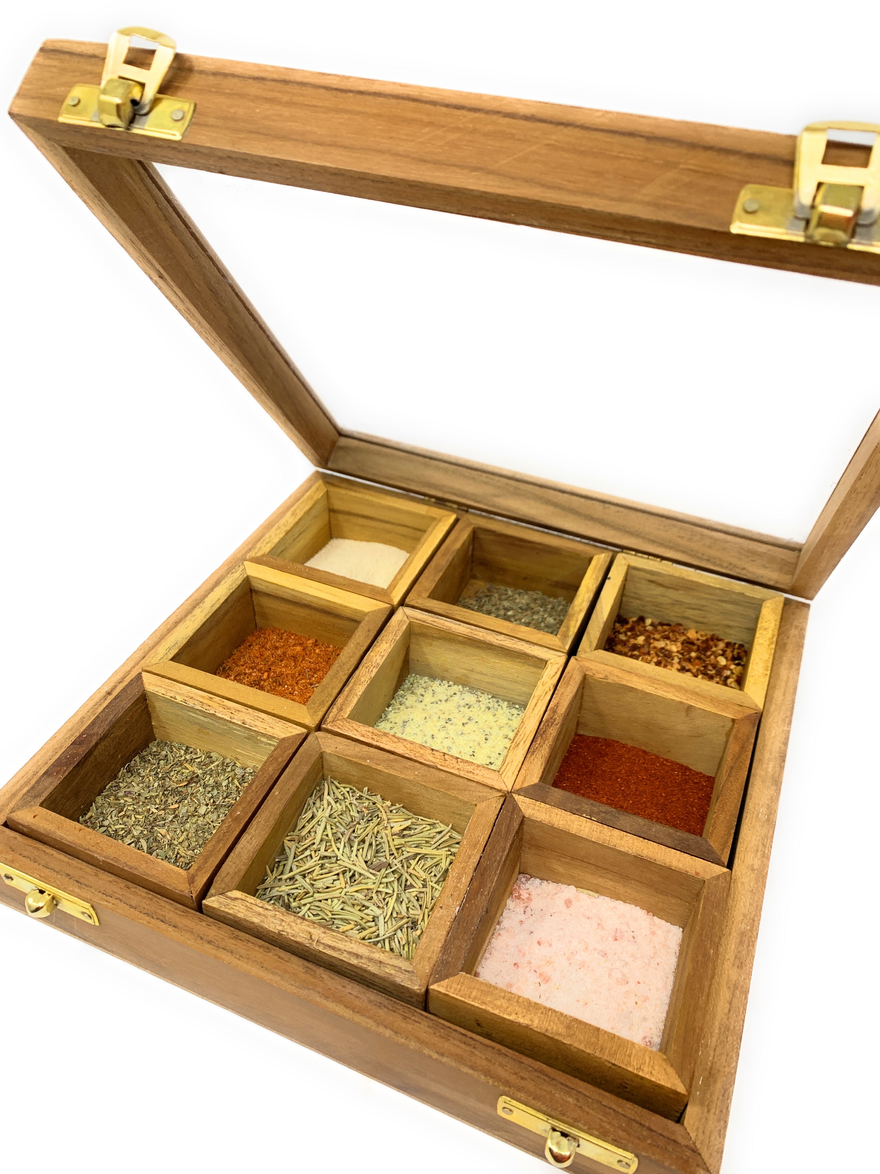 Utililty spice box Wooden spice organizer Space saving spice organizin ...