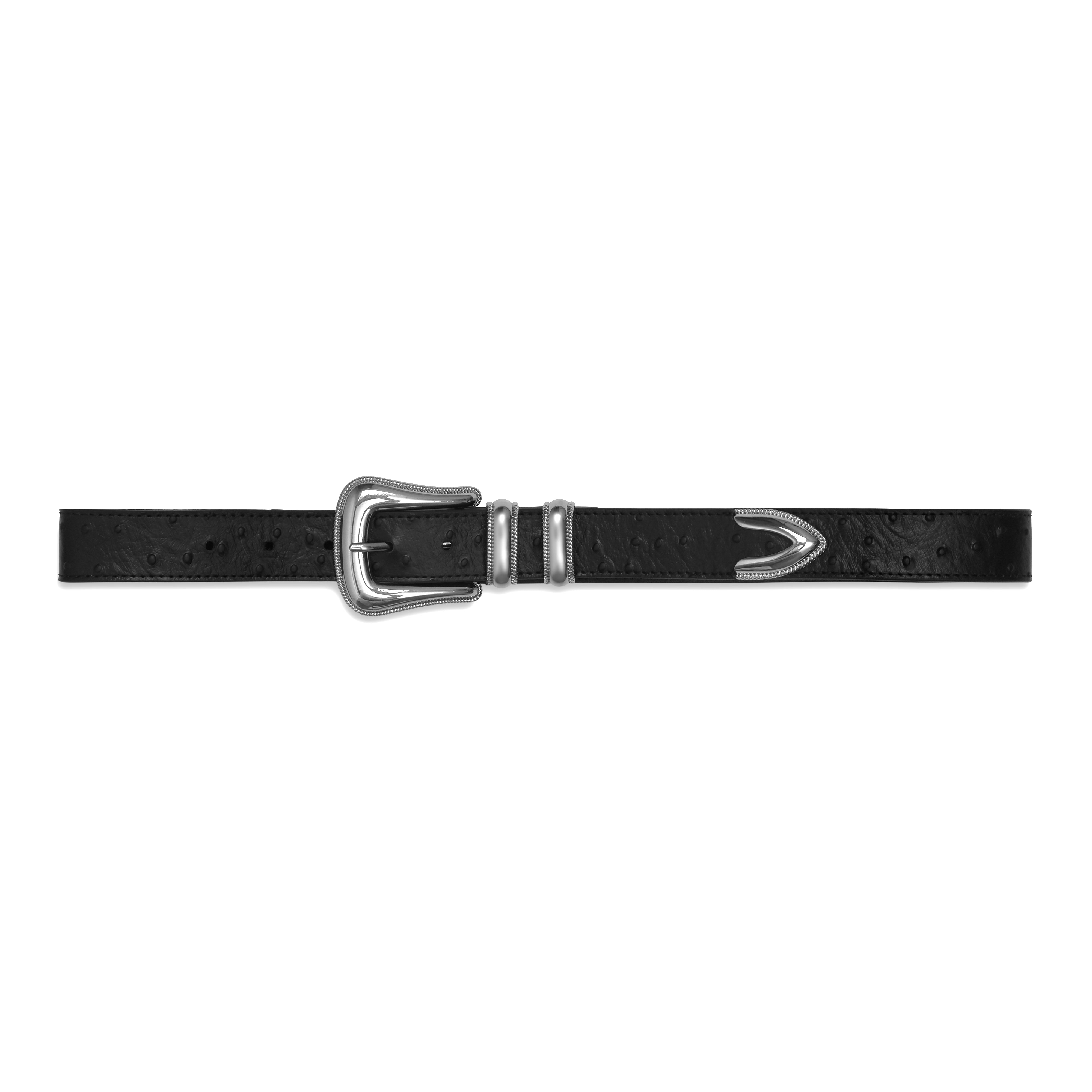 Westport Men's Black Ostrich Belt