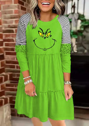 Grinch and striped printed shift dress