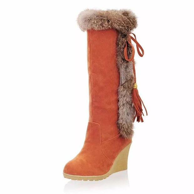 Thick heel women boot with fur