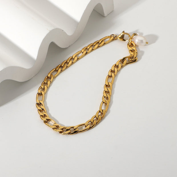 Golden chain anklet with bead