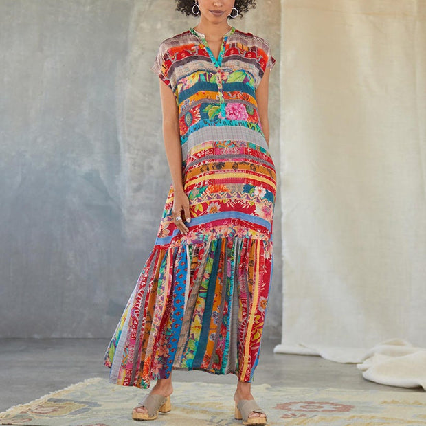 Colored chic printed women slim dress