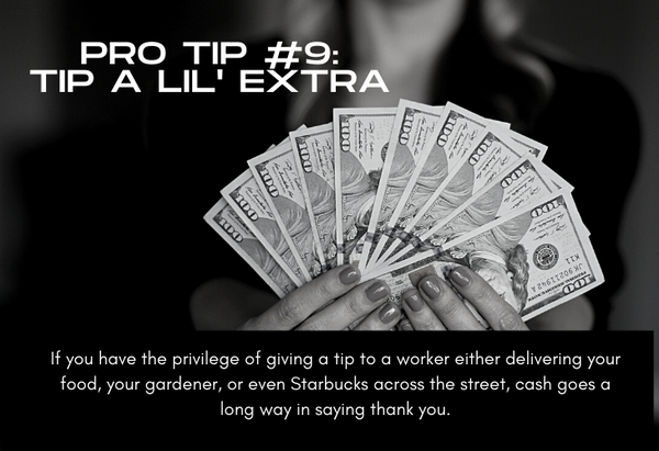 Pro Tip #9 Tip a Little Extra, photo of money in hands