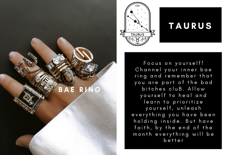 Taurus zodiac sign with horoscope and lifestyle image of DYLAN LEX Bae ring