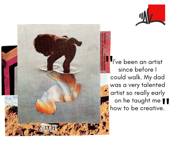 DK art collage and quote: I've been an artist since before I could walk