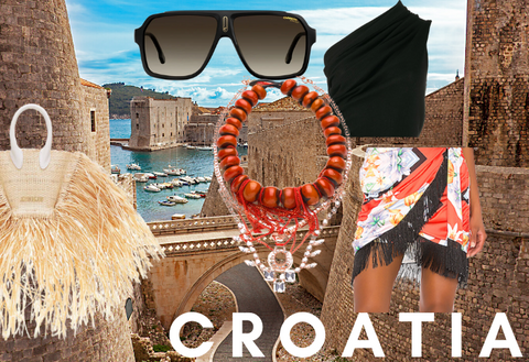 Croatia background with clothing and DYLAN LEX jewelry