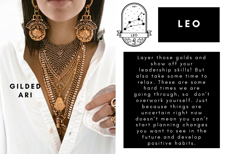 Leo zodiac sign with horoscope and lifestyle image of DYLAN LEX Gilded Ari