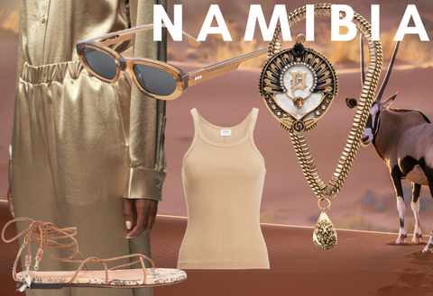 Namibia background with clothing and DYLAN LEX jewelry