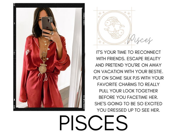 Pisces zodiac sign with horoscope and DYLAN LEX jewelry